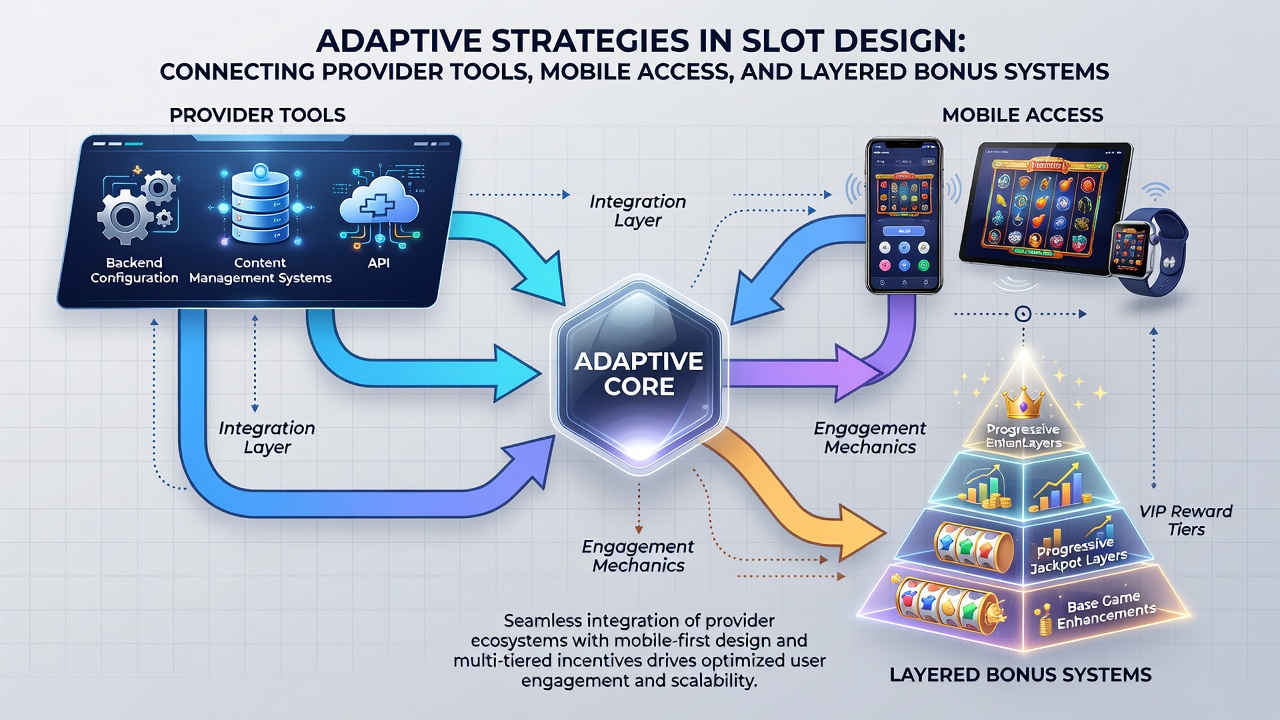 Detailed view of layered bonus mechanics displayed on a mobile slot screen with provider dashboard overlay