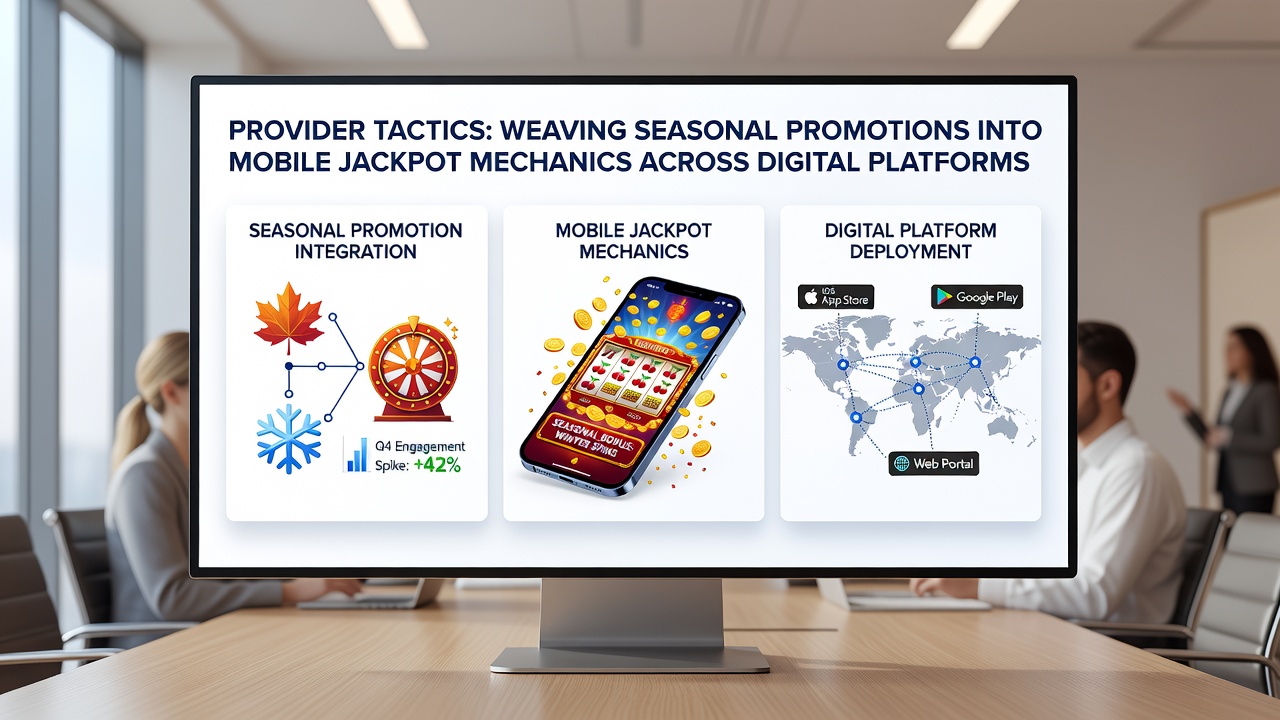 Seasonal jackpot promotion dashboard showing mobile integration across multiple digital platforms